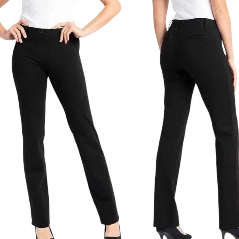 Betabrand Black Office work pant Hybrid straight leg Yoga pant leggings P medium